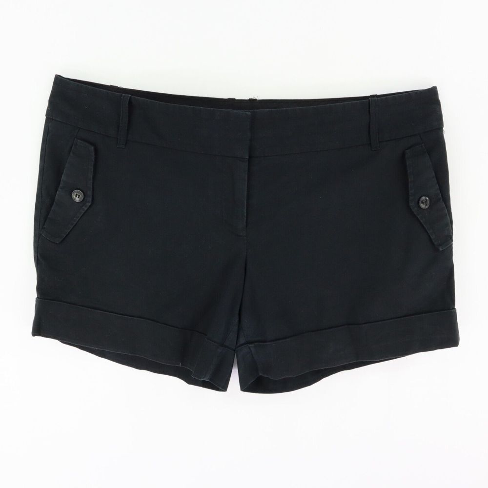 The Limited Chino Shorts Cuffed Womens 12 Black Cotton Blend Pockets Belt Loops